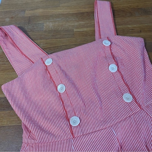 Adolfo Dominguez Red and White Stripe Button Front Mini Dress Size EU 38 - Picture 5 of 13